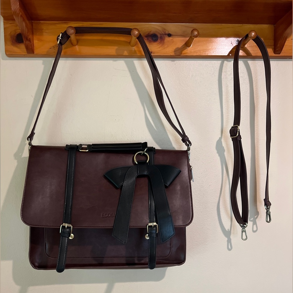 💼DARK ACADEMIA BRIEFCASE BACKPACK💼Brown & Black Messenger Laptop Bag